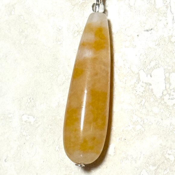 2/$20, Orange Yellow Aventurine Drop Earrings, Sterling Silver Hooks + Gemstone - Picture 5 of 10